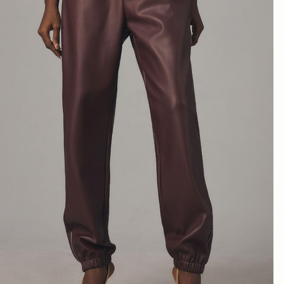 Avec Les Filles Faux Leather Joggers Brown Size Medium - Picture 2 of 9